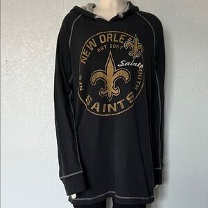 Saints Vintage Style Charcoal Thermal Hoodie L Men’s NFL Graphic Long Sleeve